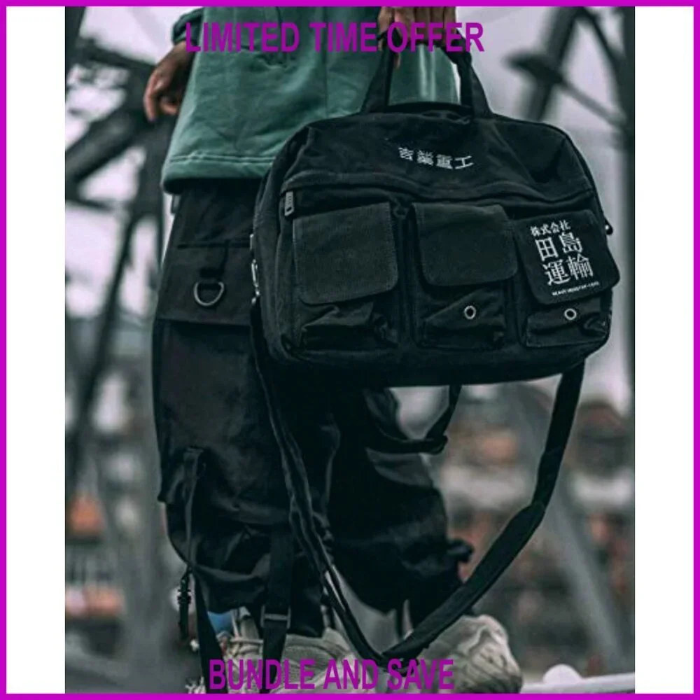 Canvas Messenger Bag with Adjustable Crossbody Strap